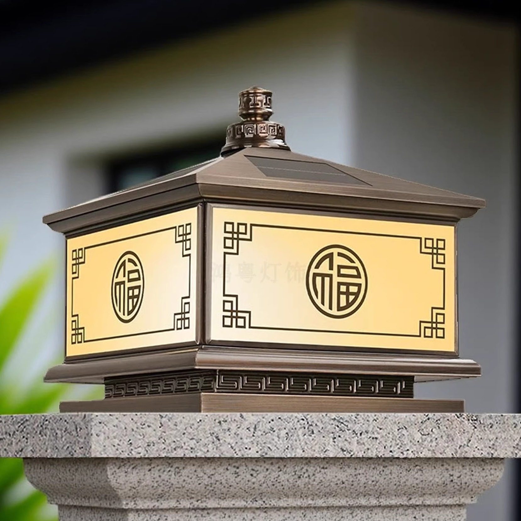 纯铜太阳能接电柱头灯户外灯门柱灯防水柱灯花园灯别墅大门柱子灯