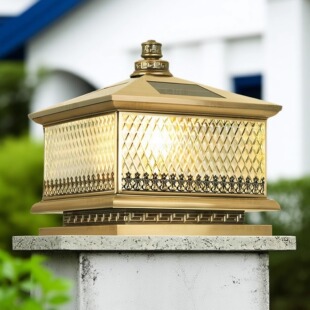 国标H65黄铜太阳能柱头灯门柱柱头太阳能灯柱子灯接电柱头灯中式