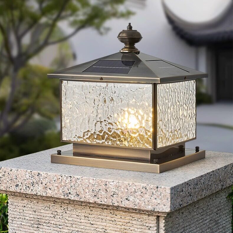 太阳能全铜柱头灯围墙灯防水防雷