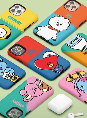 BT21防弹少年团适用苹果15pro max双层手机壳防摔情侣iPhone14保护套硬13全包卡通16pro防撞