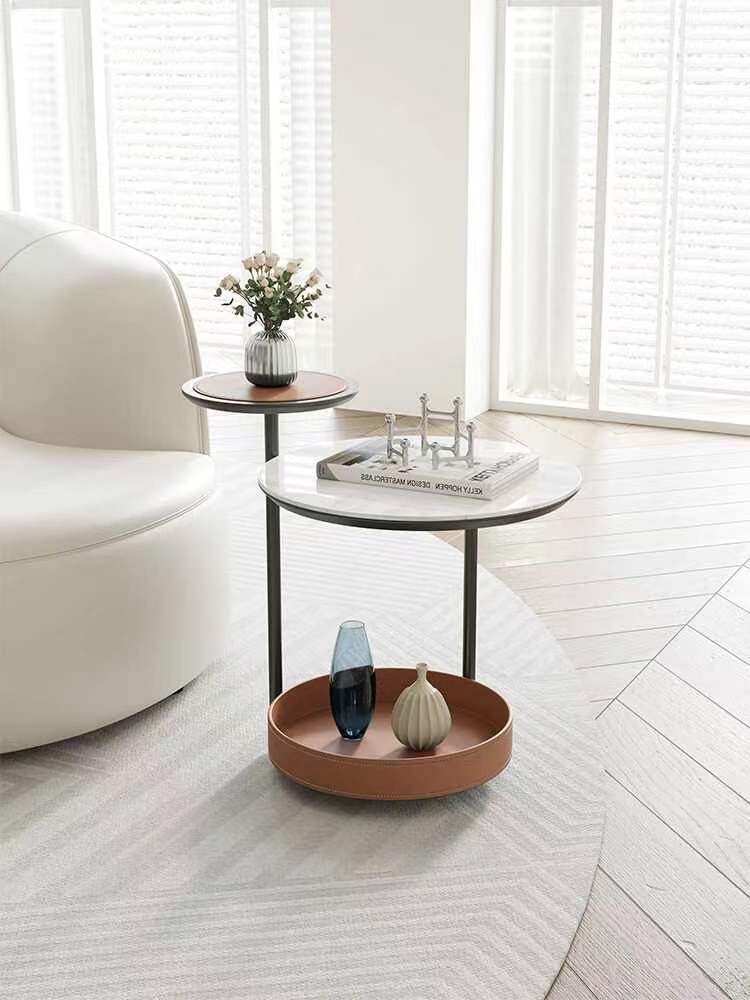 设计师推荐马鞍皮边几设计感轻奢客厅小茶几客厅意式沙发网红角几