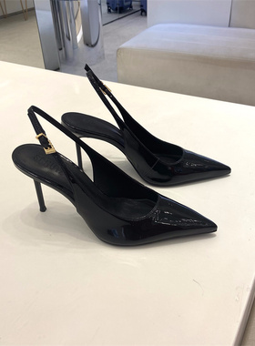 Schutz巴西专柜正品代购2025年春夏新款牛皮漆皮后空高跟包头凉鞋