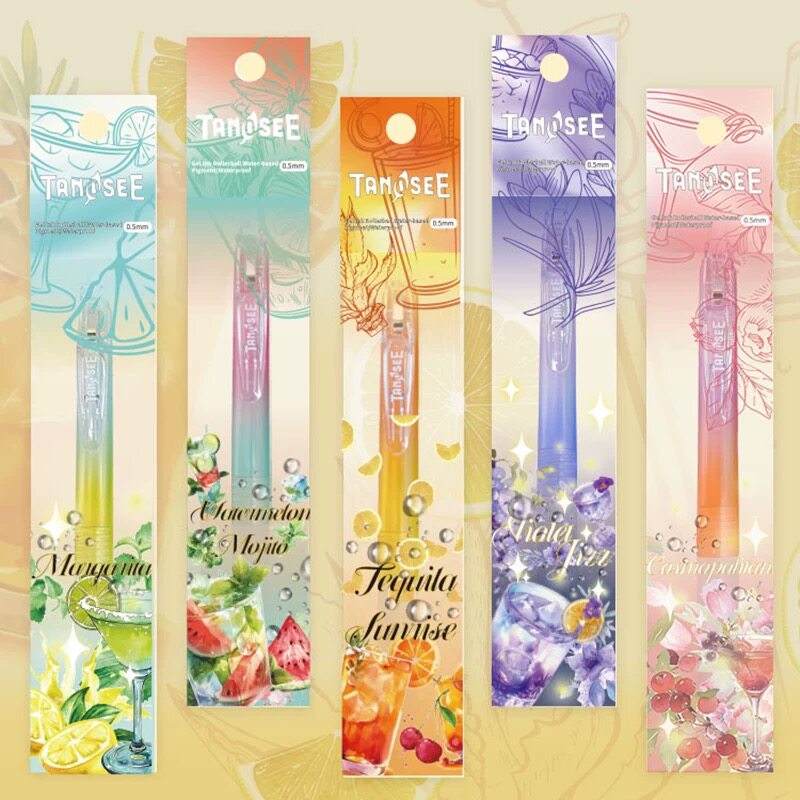 TANOSEE日本鸡尾酒限定JJ15渐变色按动学生中性笔黑色斑马