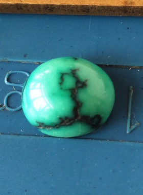 高瓷原矿绿松石无优化戒面菜籽黄