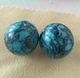 漂亮同料配对 21mm 大圆珠 乌兰花高瓷高蓝原矿绿松石无优化 一对