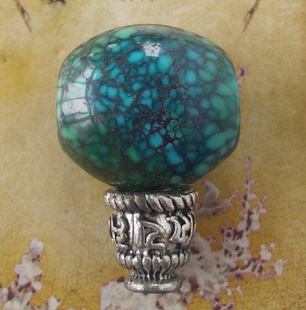 乌兰花+菜籽黄 云盖寺 高瓷高蓝 原矿绿松石无优化 三通 19*17*13