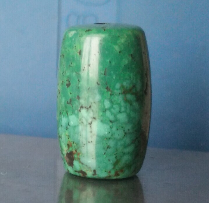 菜籽黄 原矿 绿松石 纯天然 无优化 高瓷 桶珠 勒子 10*15