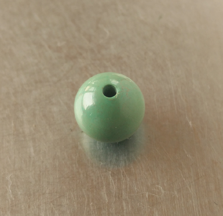干净 高瓷 青黄 原矿 绿松石 无优化 圆珠 7mm
