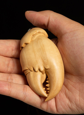 黄杨木雕螃蟹钳子挂件文玩手把件男士随身盘玩物件工艺品手中有钱