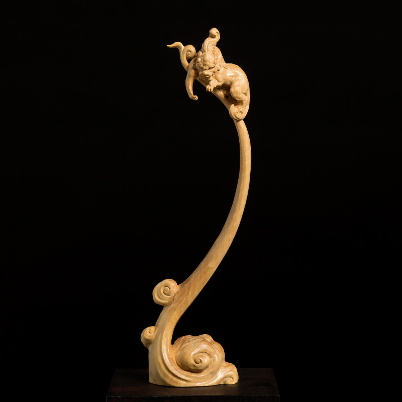 黄杨木雕创意雕刻招财貔貅工艺品