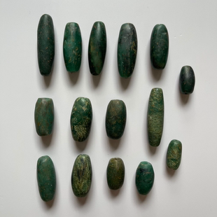 天然老年份天河石珠子配件桶珠手串配件绿色古珠子