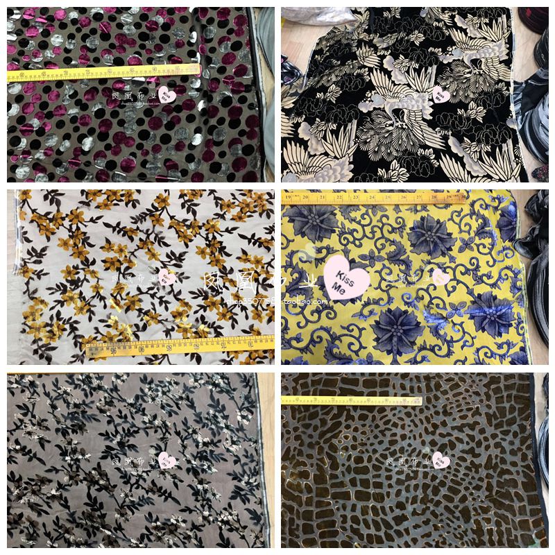 花色无弹力旗袍金丝绒布料
