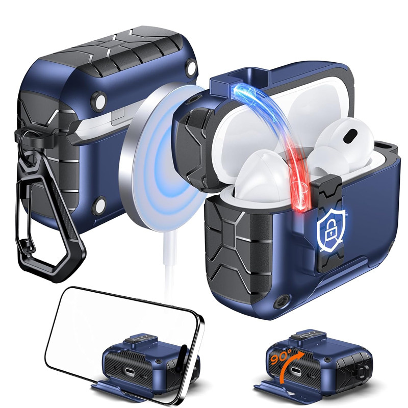 磁吸自动弹盖适用苹果airpodspro3保护套Airpods4降噪版锁扣耳机壳创意手机支架耳机保护壳软壳防摔pro2