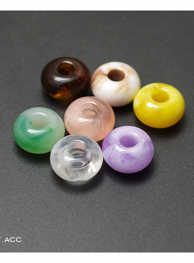大孔算盘珠 DIY饰品配件 环保塑料亚克力带纹理双色大孔径扁珠