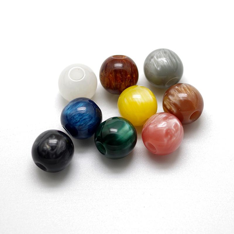 大孔圆珠 5毫米孔径树脂猫眼彩色环保塑料仿蜜蜡海柳散珠DIY配饰