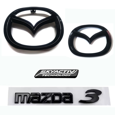 适用进口马自达3改装亮黑中网标SPONT英文标志黑武士马3前后标贴