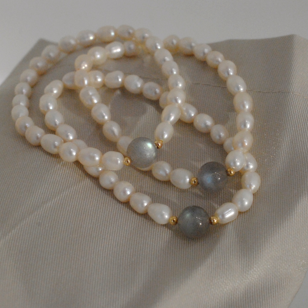 天然淡水珍珠拉长石女14k包金