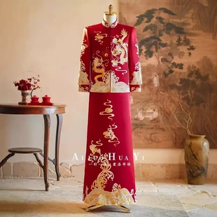 男士秀禾服婚服2026新款夏季高端红色中式新郎接亲龙凤褂结婚礼服