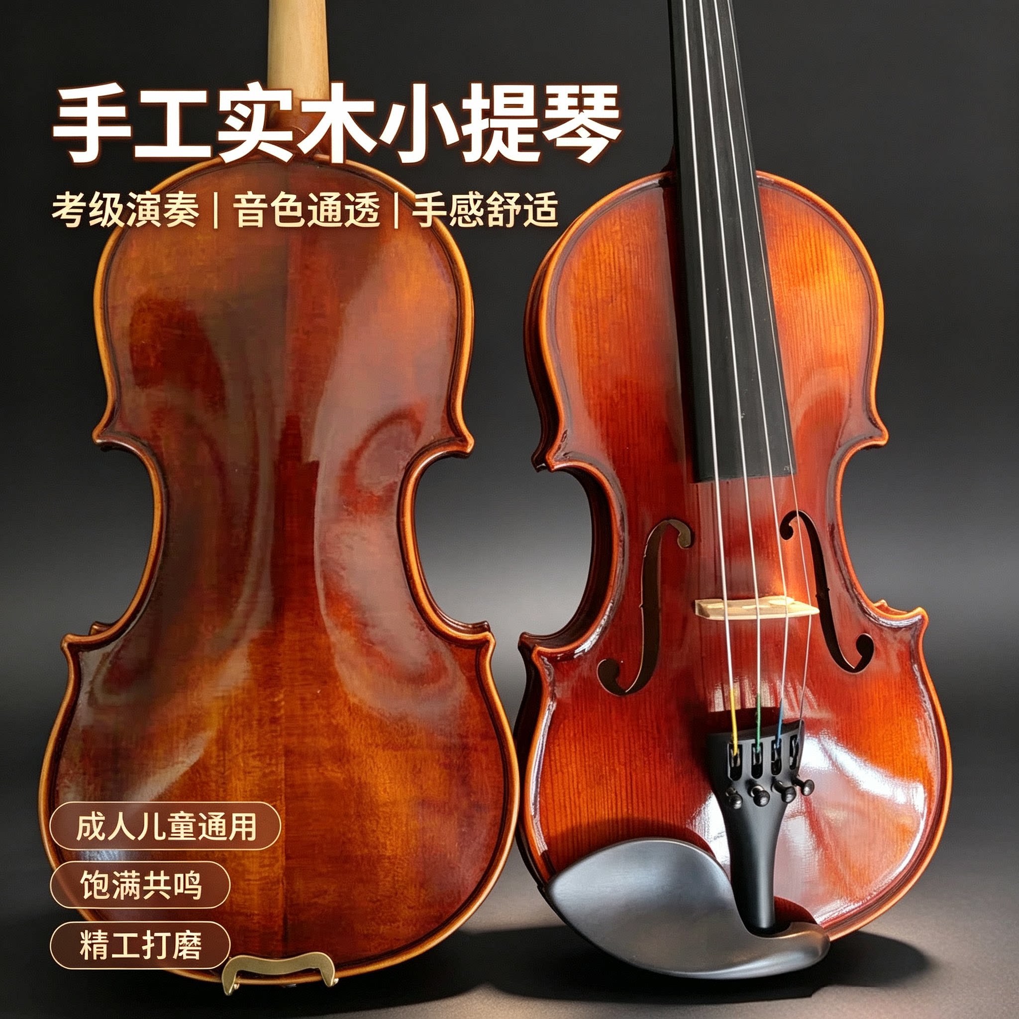 小提琴初学者欧料实木手工高品质专业儿童考级培训演出考级乐队