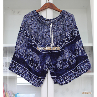 泰国旅游沙滩大象夏季休闲防晒居家棉薄透气直筒型帅气五分短裤男