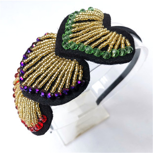 丝多丽微欧美2022新款手工串珠发箍折不断爱心立体花朵头箍韩版潮