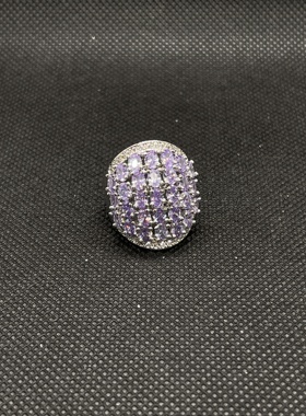 中古 vintage意大利回流满钻圆形戒指 大手围 S925银戒指