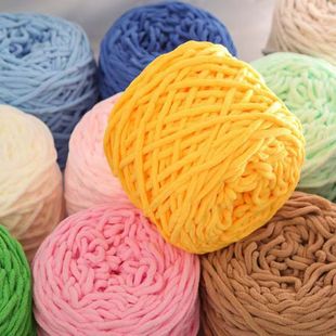 diy钩织 线单股粗毛线团棉鞋 3.3两大团小冰条线钩拖鞋 钩勾鞋