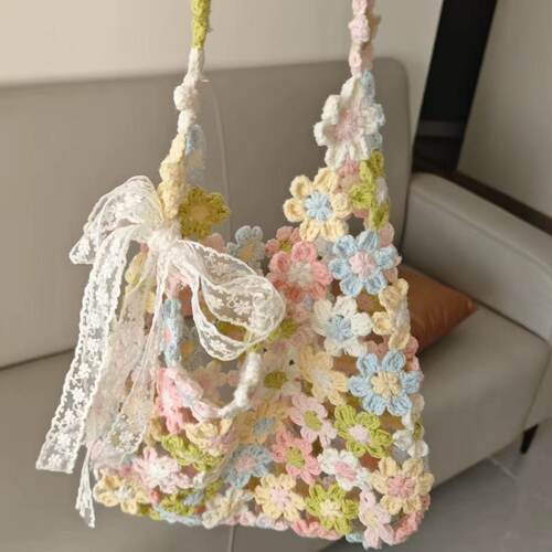 春日花朵包包毛线手工编织材料包钩针钩织DIY礼物打发时间繁华包