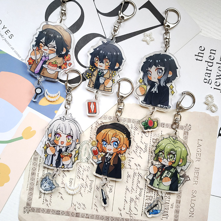 文豪野犬茶歇子母挂件徽章钥匙扣