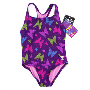 美国TYR女童泳衣儿童中小童连体夏防紫外线三角竞技速干专业多色