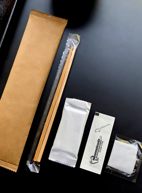 加粗21CM独立包装一次性筷子湿巾牙线手套四件套组合餐厅外卖餐具
