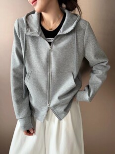 欧洲站2026年春装新款时尚连帽拉链卫衣外套女韩版休闲百搭上衣潮