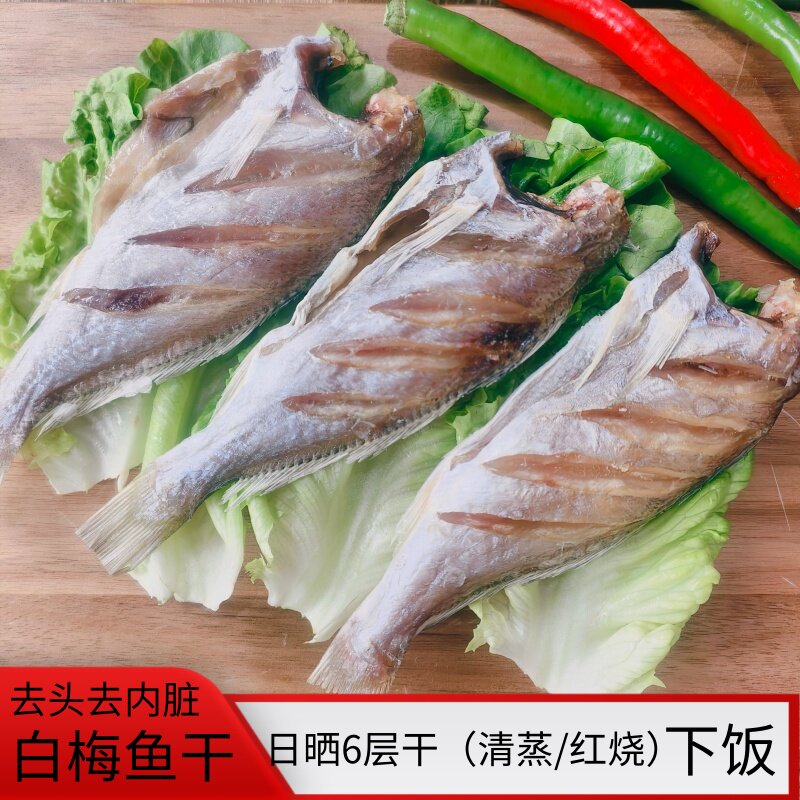 温州特产白梅鱼干去头去内脏淡晒咸香味半干（9条左右/斤）日晒