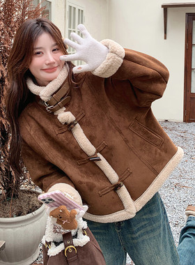 首发现货 24冬装新款羊羔毛外套女短加厚外套2D044-689-P180-K265