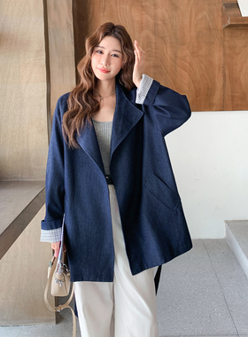 秋冬装新款牛仔风衣休闲宽松版时尚减龄