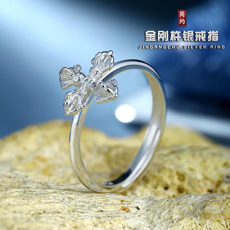 高级感金刚杵戒指纯银女款气质款图片