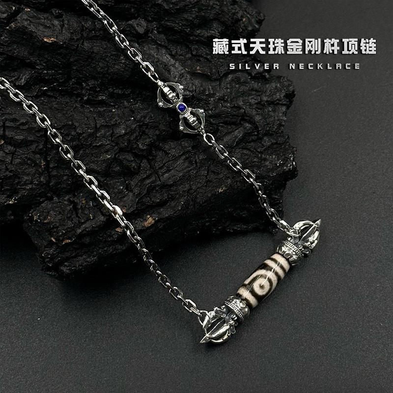 藏式金刚杵项链纯银太角链女复古