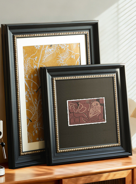 中古风相框大画框美式复古框架黑色挂墙24寸4开8KA3A4油画框装裱