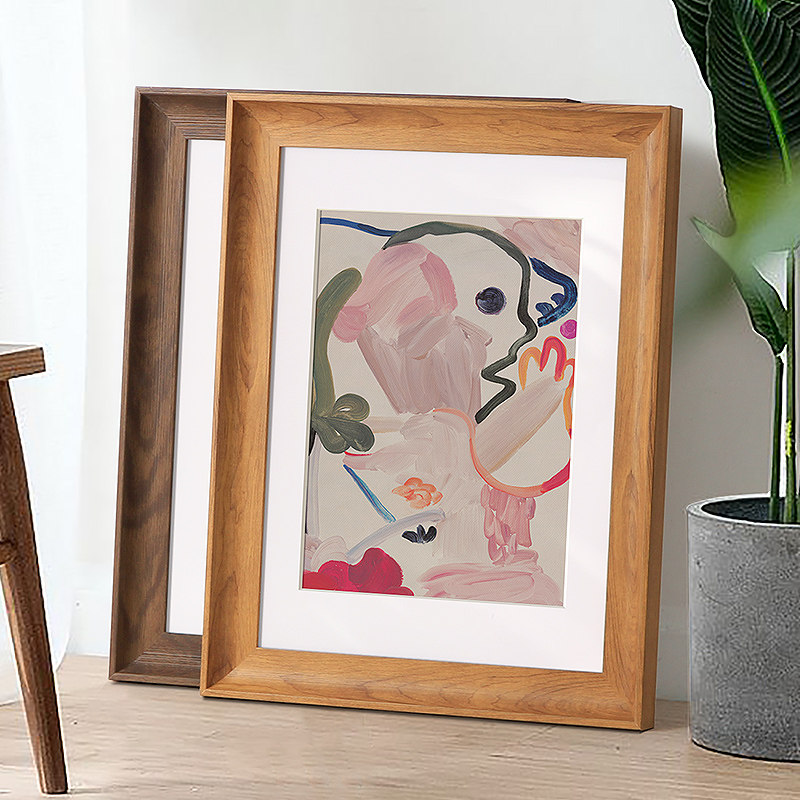 美式大尺寸挂墙相框装裱画框定制20寸4K5075柚木色18寸16创意像框