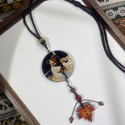 风生水起双面照片定制车内挂件