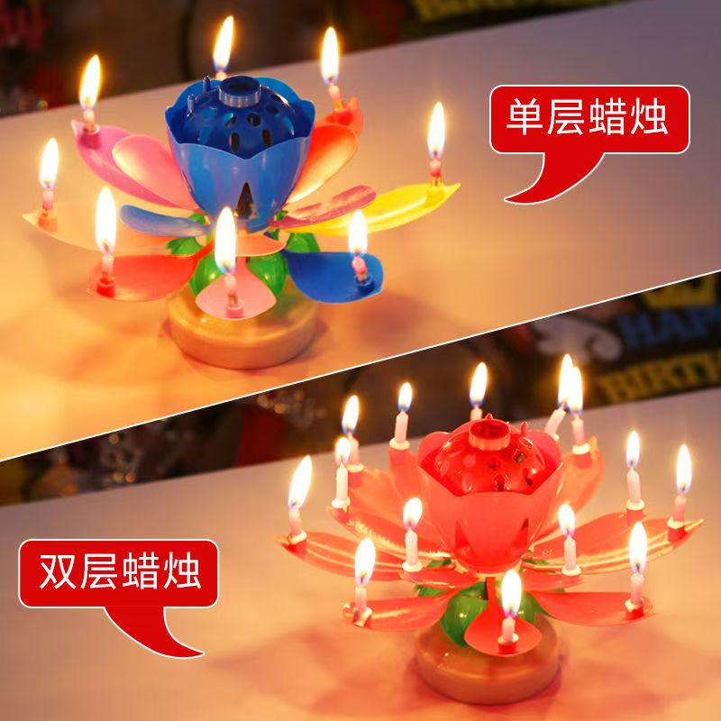 网红生日蛋糕蜡烛喷焰呲花音乐