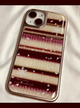 新年红色羊毛衫条纹适用ihone16promax苹果15pro手机壳14新款13