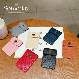 工作牌皮质卡包证件工牌挂脖卡包挂链卡套菱格纹夹厂牌胸卡公交卡