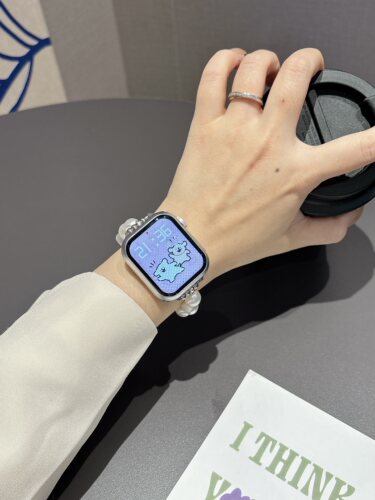 花朵串珠手串适用applewatchS8/7/SE2苹果手表带iwatchs9ultra2