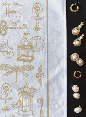 周A家harrods金闪闪复古艺术茶巾装饰画摆拍背景防尘盖布旅行手信
