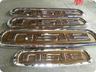 不锈钢三维汽车标志招牌制作比速吸塑镀铬发光广告牌定制大众林肯