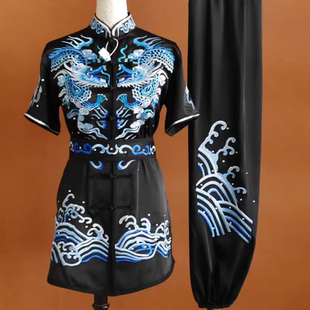 竞赛丝绸绣龙凤南拳服装 长拳服装 太极武术服装 比赛表演服装