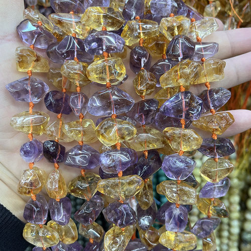 天然紫黄晶散珠diy手串饰品珠子