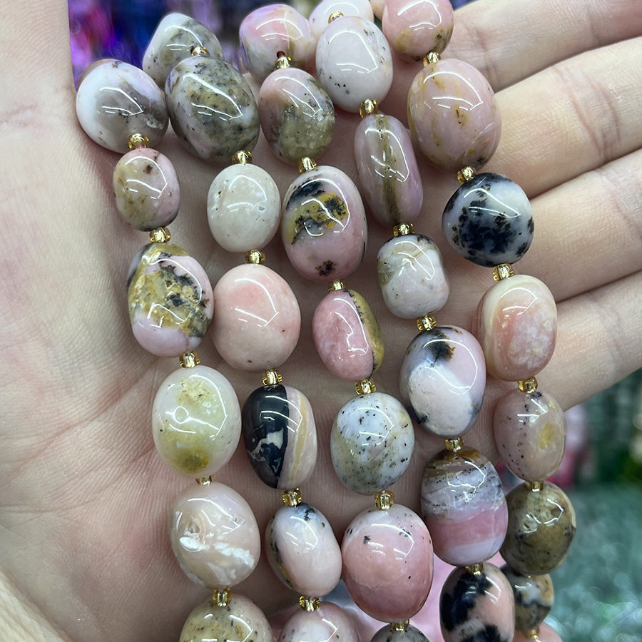 天然粉澳宝石散珠随形澳宝原石手链项链DIY半成品手串珠饰品配件