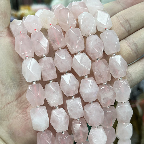 天然马粉晶散珠不定形切面手链项链DIY粉水晶半成品手串饰品配件